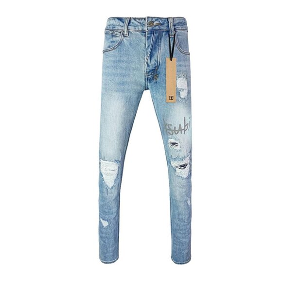 Ksubi Ripped Raw Edge Light Blue Skinny Jeans